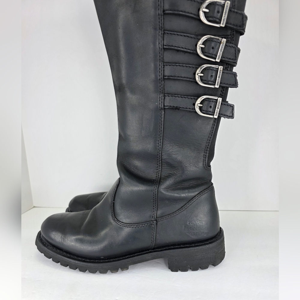 Harley-Davidson‎ Women's Josi 15-Inch Black Leather Motorcycle Boots  D87038 - Picture 3 of 15